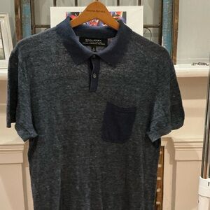 Banana Republic Men's Heathered Blue Polo Shirt